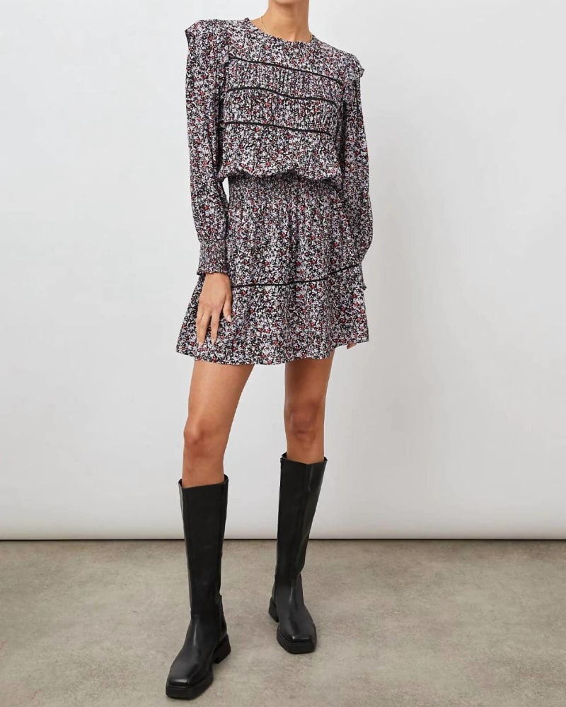 Front of a model wearing a size L Faren Dress In Midnight in Midnight by Rails. | dia_product_style_image_id:342155